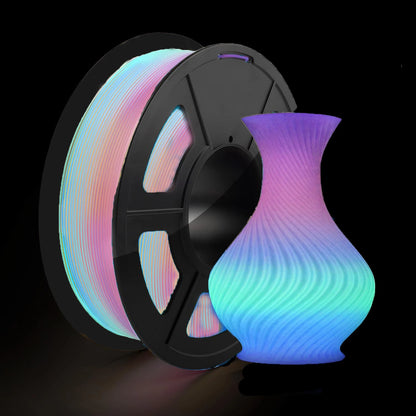 Glow in the Dark Filament Multicolor, Green, Blue, Purple and Rainbow, PLA Filament 1.75 Mm, 3D Printer Filament Bundle,