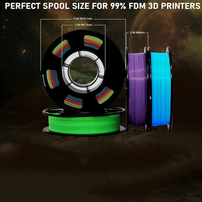 Glow in the Dark Filament Multicolor, Green, Blue, Purple and Rainbow, PLA Filament 1.75 Mm, 3D Printer Filament Bundle,