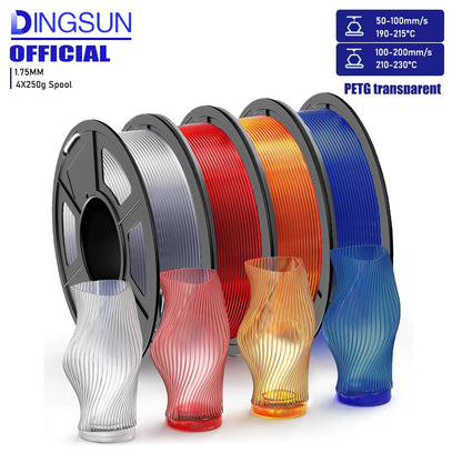 PETG Filament 1.75Mm , 3D Printer Filament PETG Transparent, Strong Toughness,200G/250G/500G/1Kg Filament High Precision, Dimens