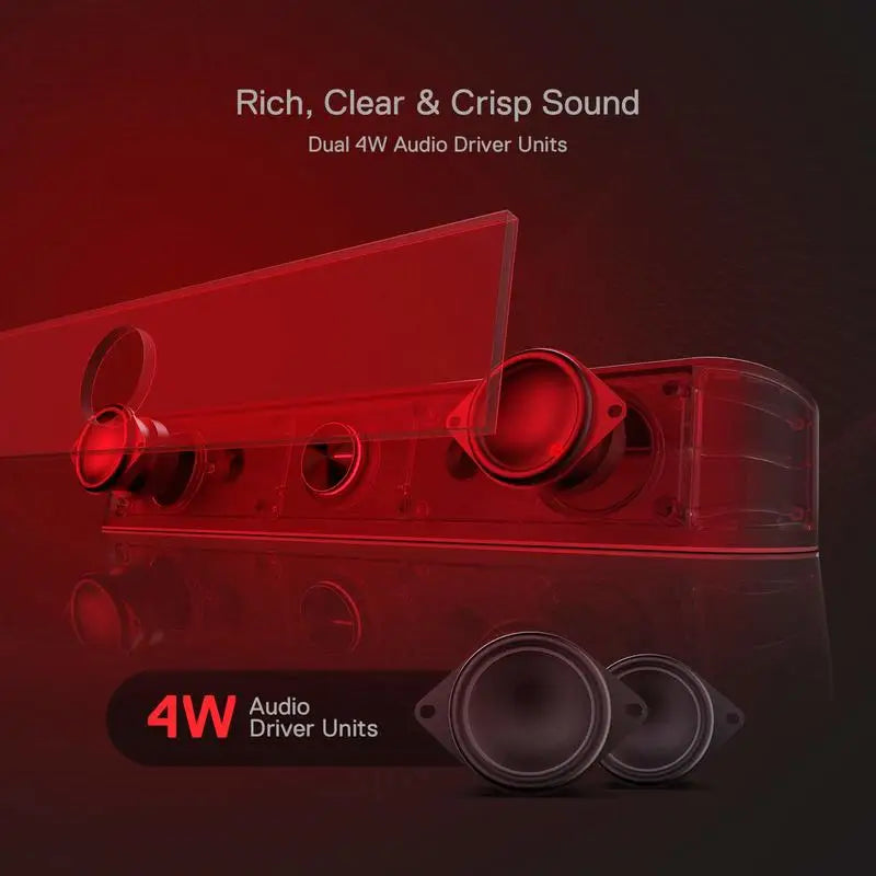 GS560 Adiemus RGB USB Desktop Soundbar, 2.0 Channel Computer Speaker with Dynamic Lighting Bar Audio-Light Sync/Display